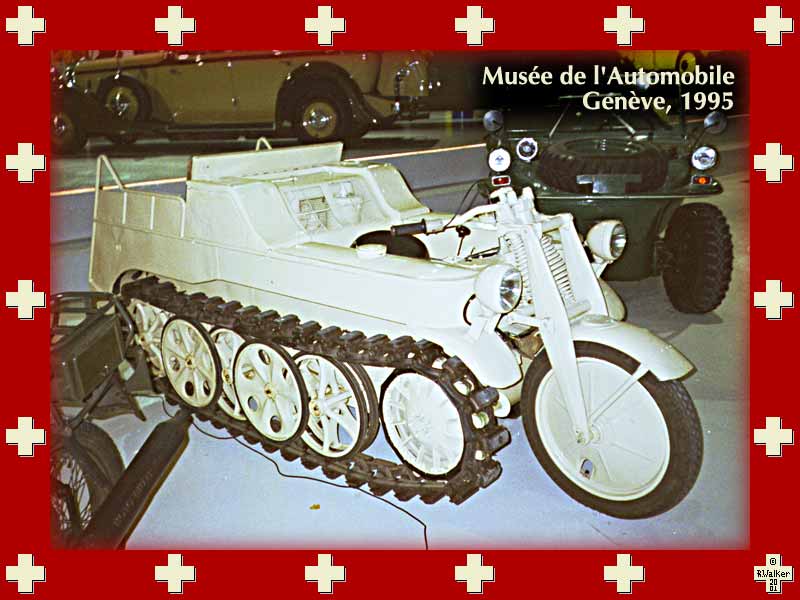 Tracked motorcycle in the Musée de l'Automobile, Geneva, 1995
