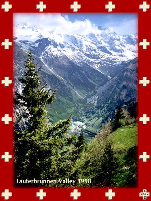 The Lauterbrunnen valley, viewed from a point between Mürren and Grütschalp, 1998